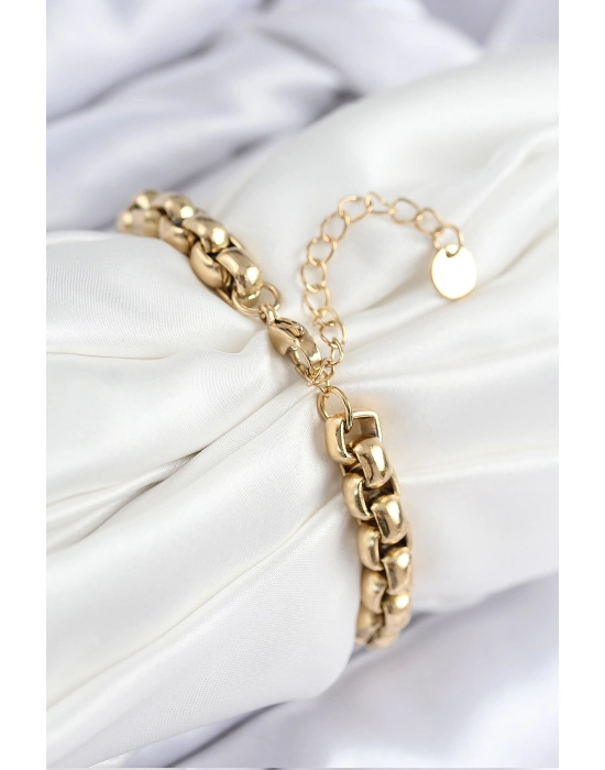 316l Çelik Halat Zincir Model Gold Renk Kadın Bileklik - Bamido