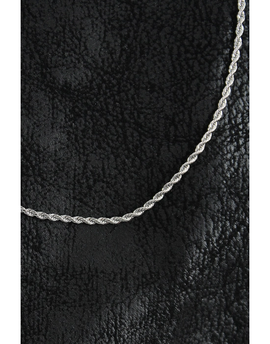 316l Çelik Halat Zincir Model Gümüş Renk Erkek Kolye - Bamido