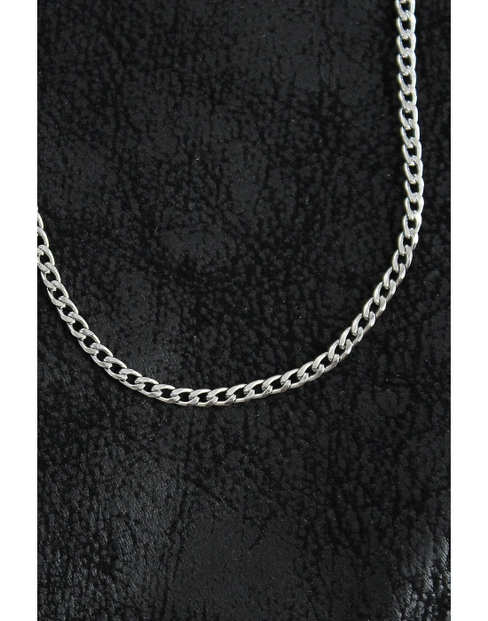 316l Çelik İnce Klasik Zincir Model Gümüş Renk Erkek Kolye - Bamido