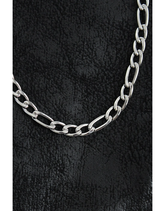 316l Çelik Kalın Figaro Zincir Model Gümüş Renk Erkek Kolye - Bamido