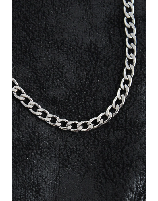 316l Çelik Kalın Klasik Zincir Model Gümüş Renk Erkek Kolye - Bamido