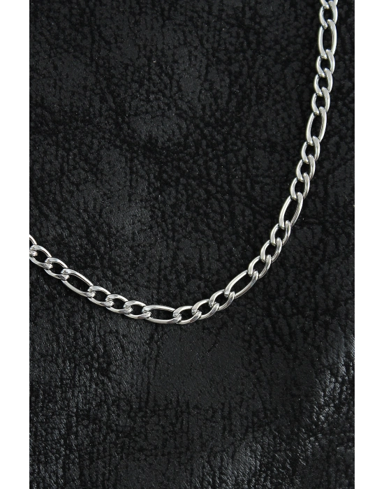 316l Çelik Klasik Figaro Zincir Model Gümüş Renk Erkek Kolye - Bamido