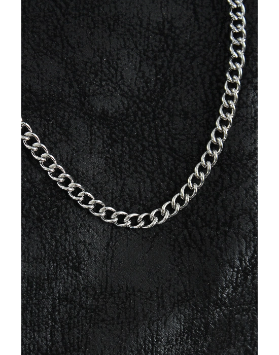 316l Çelik Klasik Oval Zincir Model Gümüş Renk Erkek Kolye - Bamido