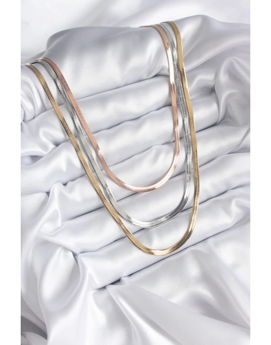 316l Çelik Mix Renk İtalyan Zincir Model Kadın Kolye - Bamido