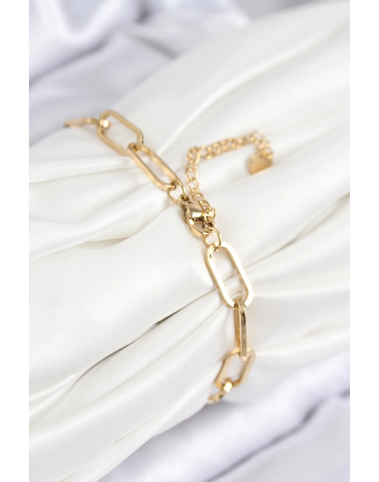 316l Çelik Nazar Boncuğu Ve Zirkon Taşlı Kalp Model Gold Renk Kadın Bileklik - Bamido