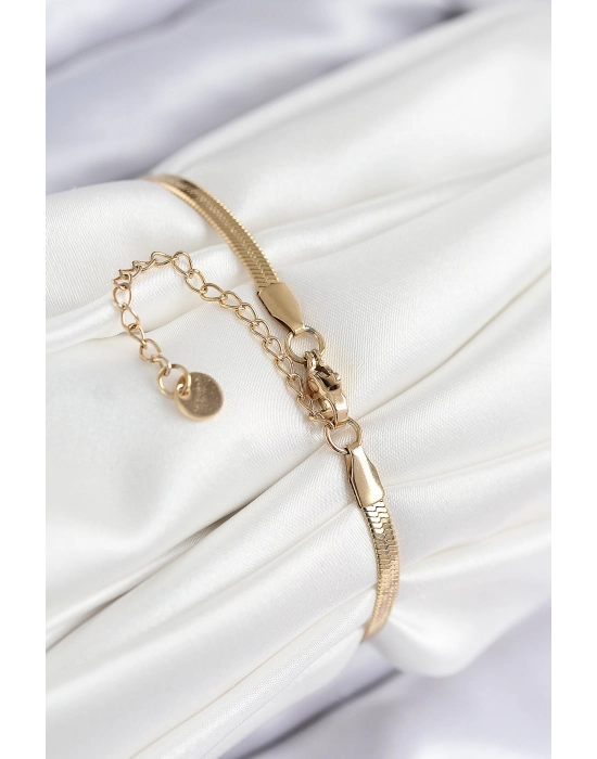 316l Çelik Nazar Boncuk Detaylı Hayat Ağacı Model İtalyan Zincir Gold Renk Kadın Bileklik - Bamido