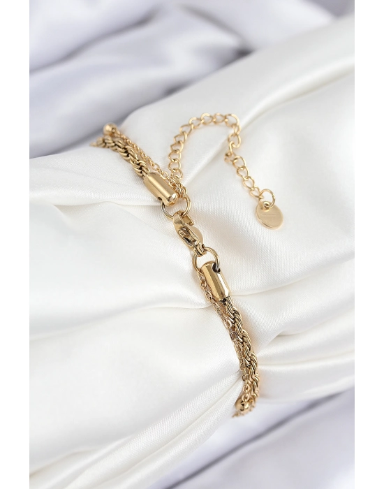 316l Çelik Nazar Boncuk Model Burgu Zincir Gold Renk Kadın Bileklik - Bamido