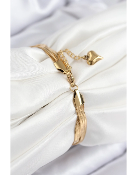 316l Çelik Örgü İtalyan Zincir Model Gold Renk Kadın Bileklik - Bamido