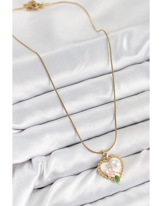 316l Çelik Sanatsal Portre Model Gold Renk Kadın Kolye - Bamido