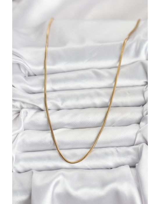 316l Çelik Zincir Gold Renk 60 Cm Yılan Zincir Kadın Kolye - Bamido
