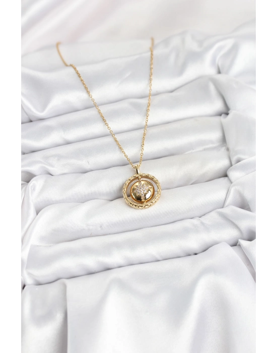 316l Çelik Zincir Gold Renk Kutup Yıldızı Model Kadın Kolye - Bamido