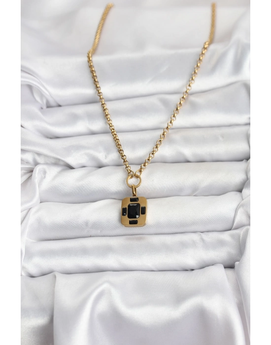 316l Çelik Zincir Gold Renk Vintage Model Kadın Kolye - Bamido