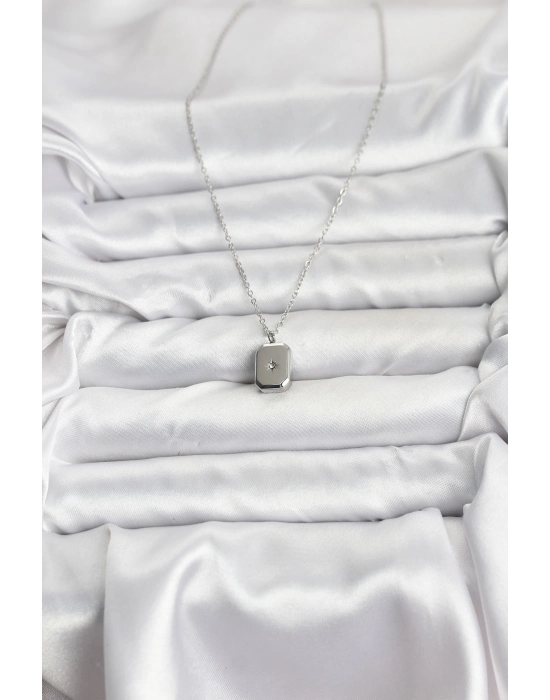 316l Çelik Zincir Gümüş Renk Minimal Kutup Yıldızı Model Kadın Kolye - Bamido