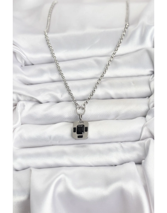 316l Çelik Zincir Gümüş Renk Vintage Model Kadın Kolye - Bamido