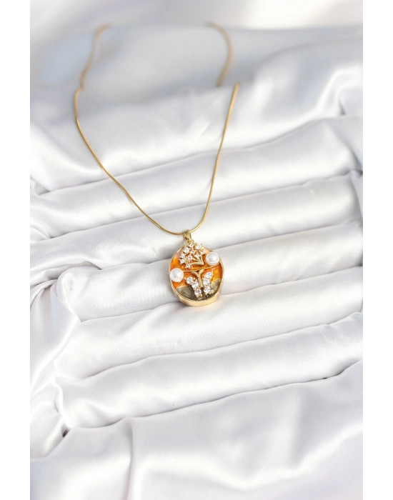 316l Çelik Zincir Kelebek Model Sanatsal Portre Kadın Kolye - Bamido