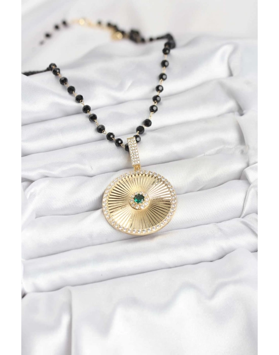 316l Çelik Zincir Kristal Boncuklu Kadın Kolye - Bamido