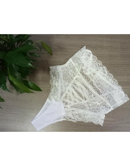 Arkası İp Detaylı Fantezi Beyaz Külot