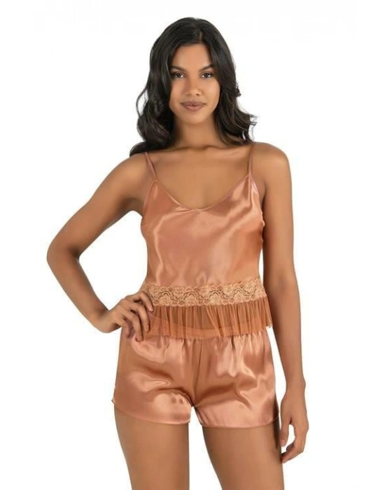Bakır Saten Şort Takımı 9209