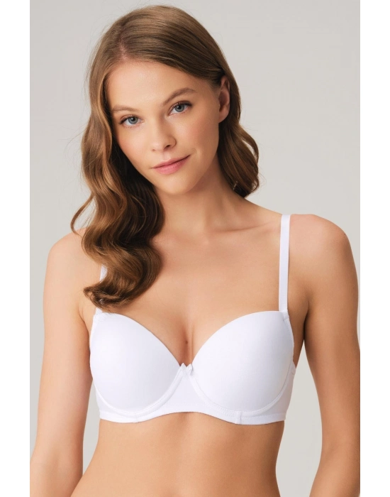 Balenli Destekli Dolgulu Askıları Çıkabilen Günlük Klasik T-shirt Sütyeni