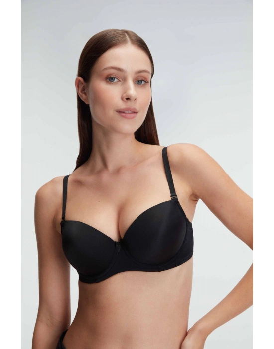 Balenli Destekli Dolgulu Askıları Çıkabilen Günlük Klasik T-shirt Sütyeni