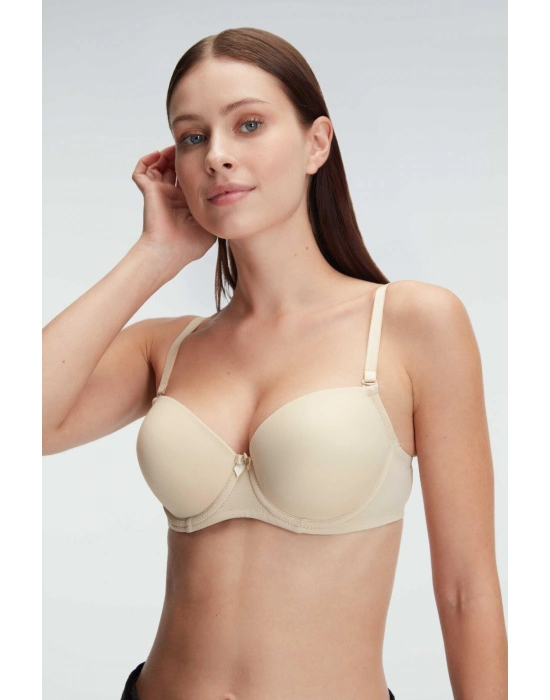 Balenli Destekli Dolgulu Askıları Çıkabilen Günlük Klasik T-shirt Sütyeni