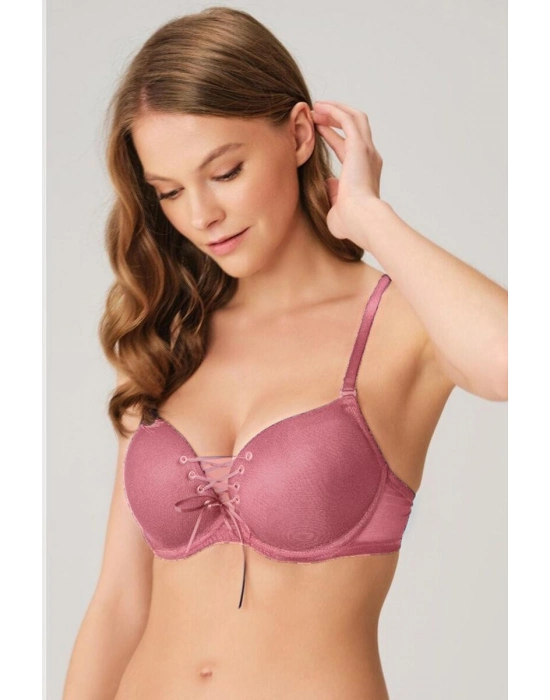 Balenli Destekli Dolgulu Askıları Çıkabilen Yaka Detaylı T-shirt Sütyeni