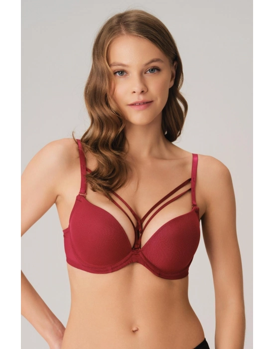 Balenli Destekli Dolgulu Askıları Çıkabilen Yaka Detaylı T-shirt Sütyeni