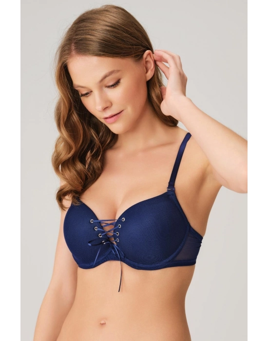 Balenli Destekli Dolgulu Askıları Çıkabilen Yaka Detaylı T-shirt Sütyeni