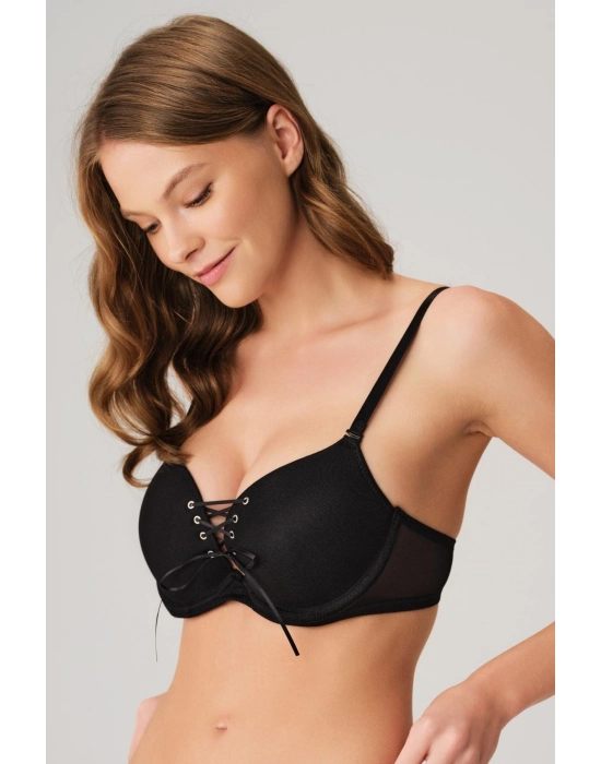 Balenli Destekli Dolgulu Askıları Çıkabilen Yaka Detaylı T-shirt Sütyeni