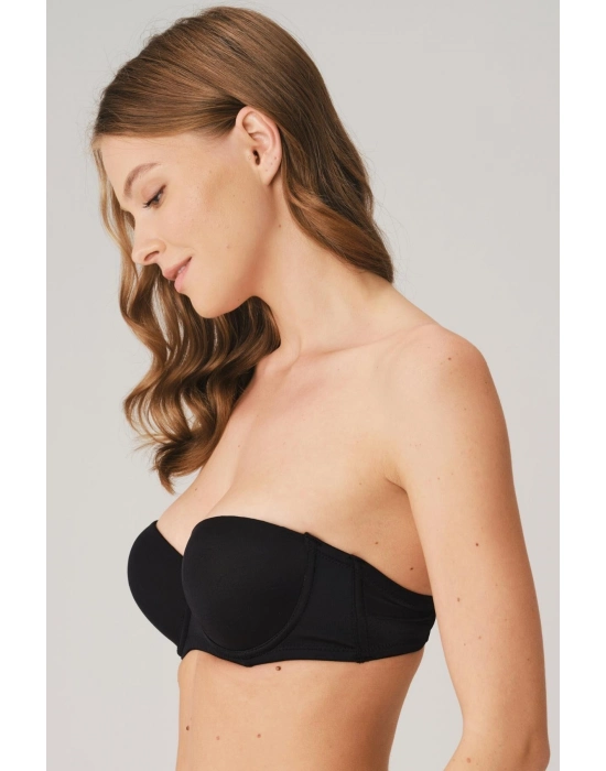 Balenli Destekli Dolgulu Askısız Straplez Günlük Klasik T-shirt Sütyeni