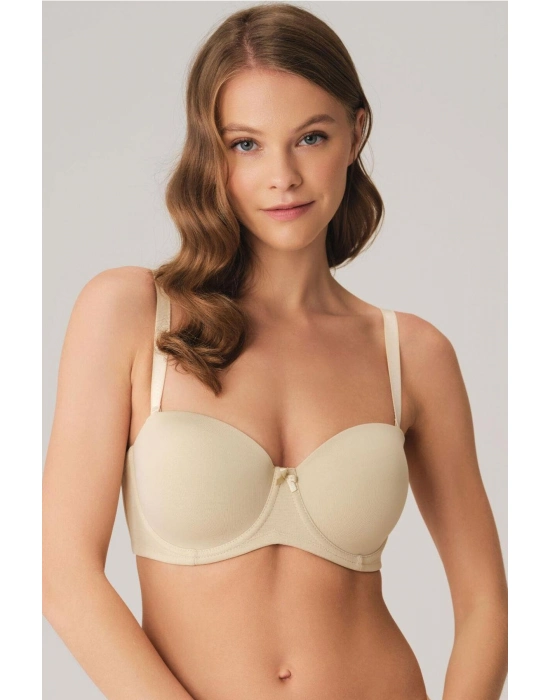 Balenli Desteksiz Dolgusuz Askısız Straplez Yumuşak Süngerli Günlük Klasik T-shirt Sütyeni