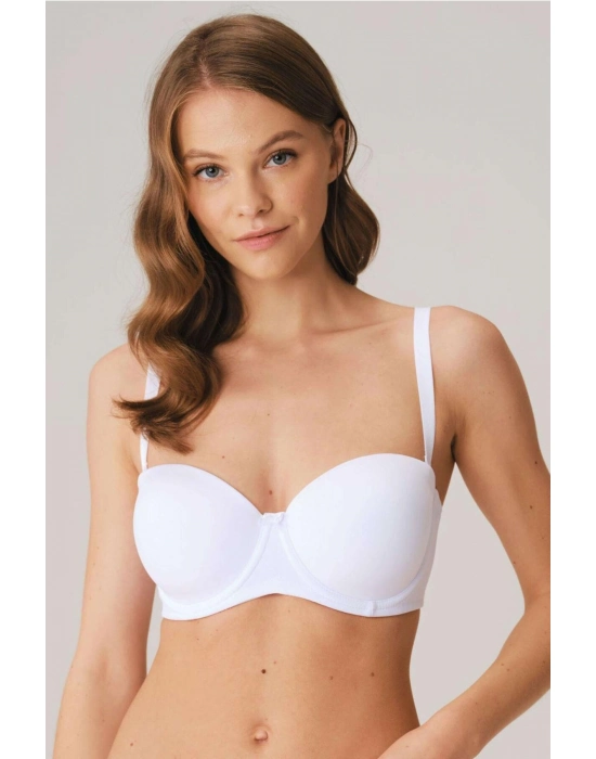 Balenli Desteksiz Dolgusuz Askısız Straplez Yumuşak Süngerli Günlük Klasik T-shirt Sütyeni