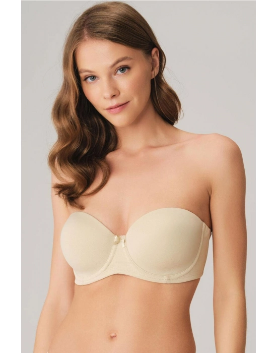 Balenli Desteksiz Dolgusuz Askısız Straplez Yumuşak Süngerli Günlük Klasik T-shirt Sütyeni