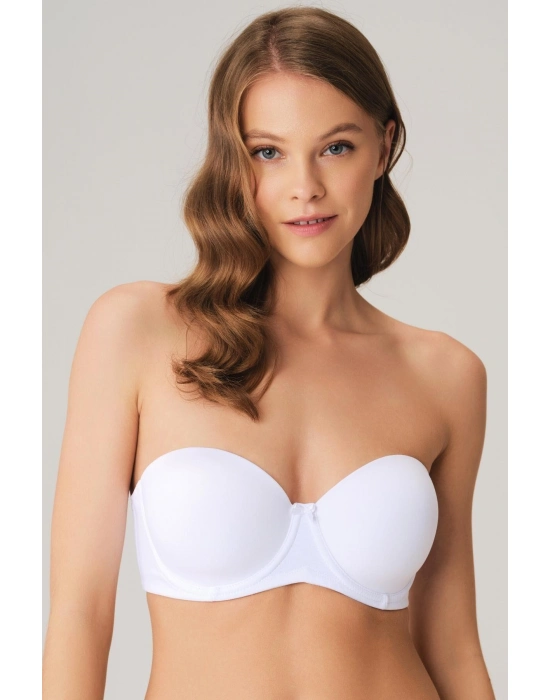 Balenli Desteksiz Dolgusuz Askısız Straplez Yumuşak Süngerli Günlük Klasik T-shirt Sütyeni