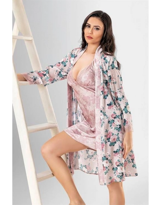 Beruflic 2 Li Kısa Sabahlık Takımı Desenli