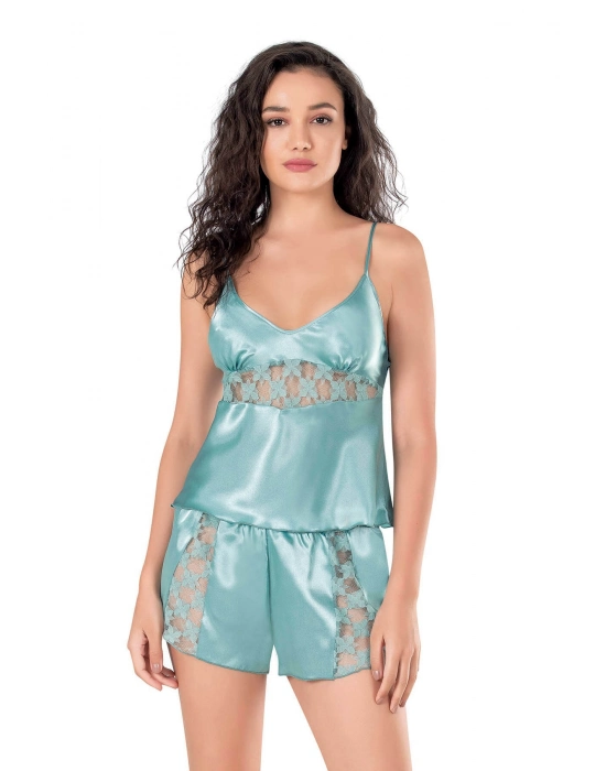 Beruflic  Aqua Saten Babydoll Şort Takımı
