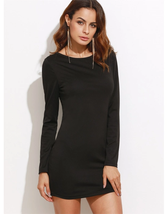 Beruflic B101321 Sırt Dekolteli Uzun Kollu Mini Elbise