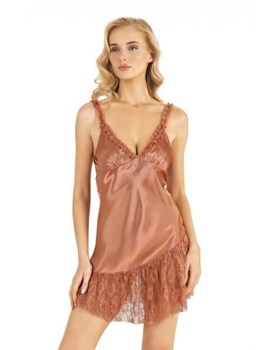 Beruflic Bakır Kısa Saten Gecelik 8238