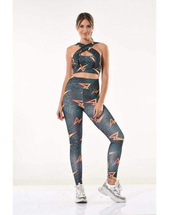 Beruflic Baskılı Büstiyer Tayt Takım 531