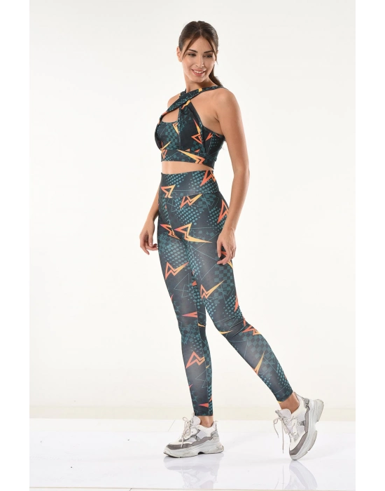 Beruflic Baskılı Büstiyer Tayt Takım 531