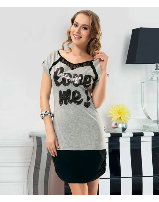 Beruflic Baskılı Yarım Kol Kadın Tunik 919