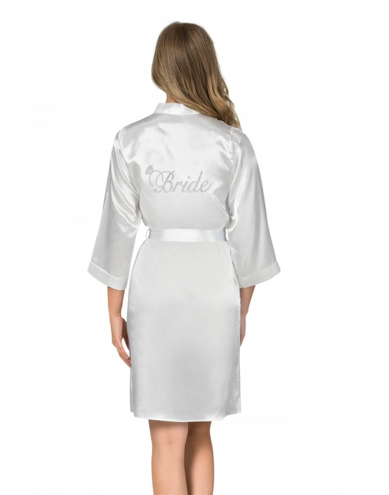 Beruflic  Beyaz Kısa Saten Bride Sabahlık
