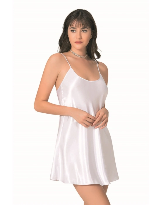 Beruflic  Beyaz Kısa Saten Gecelik