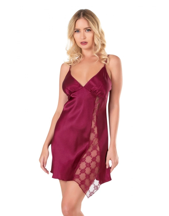 Beruflic  Bordo Kısa Saten Gecelik