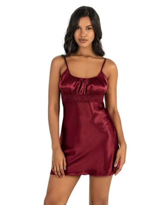Beruflic Bordo Kısa Saten Gecelik 8208