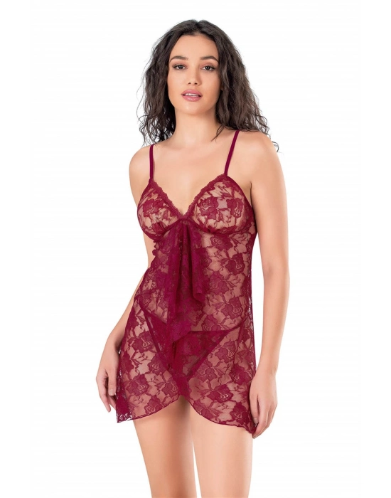 Beruflic  Bordo Kısa Tül Gecelik