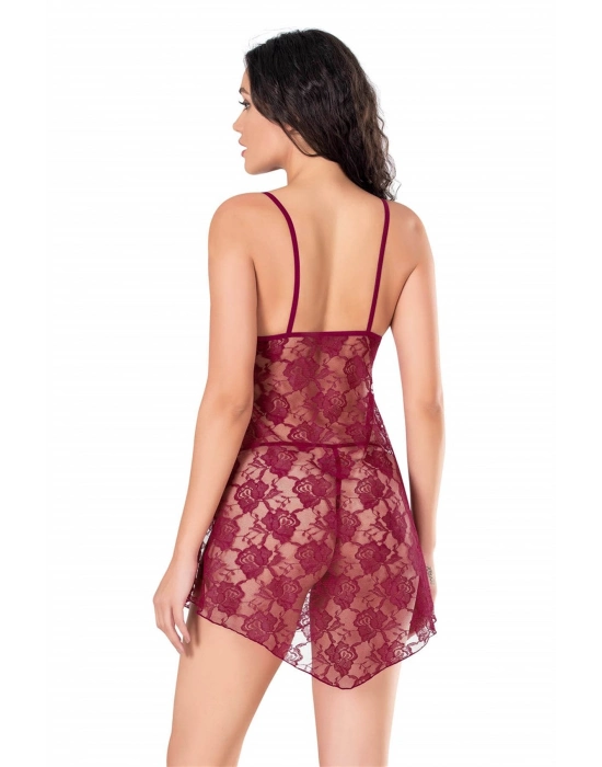 Beruflic  Bordo Kısa Tül Gecelik