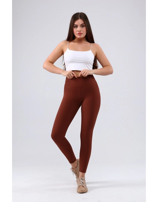 Beruflic Bordo Yüksek Bel Fitilli Tayt 0608