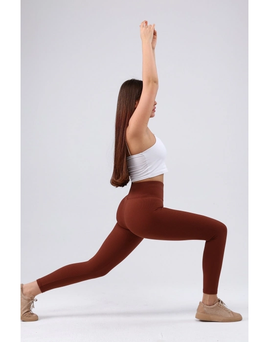 Beruflic Bordo Yüksek Bel Fitilli Tayt 0608