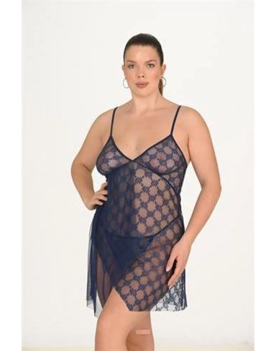 Beruflic Büyük Beden Lacivert Gecelik 3046